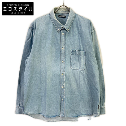BALENCIAGA バレンシアガ 557558 18SS ブルー BACK LOGO DENIM SHIRT トップス
