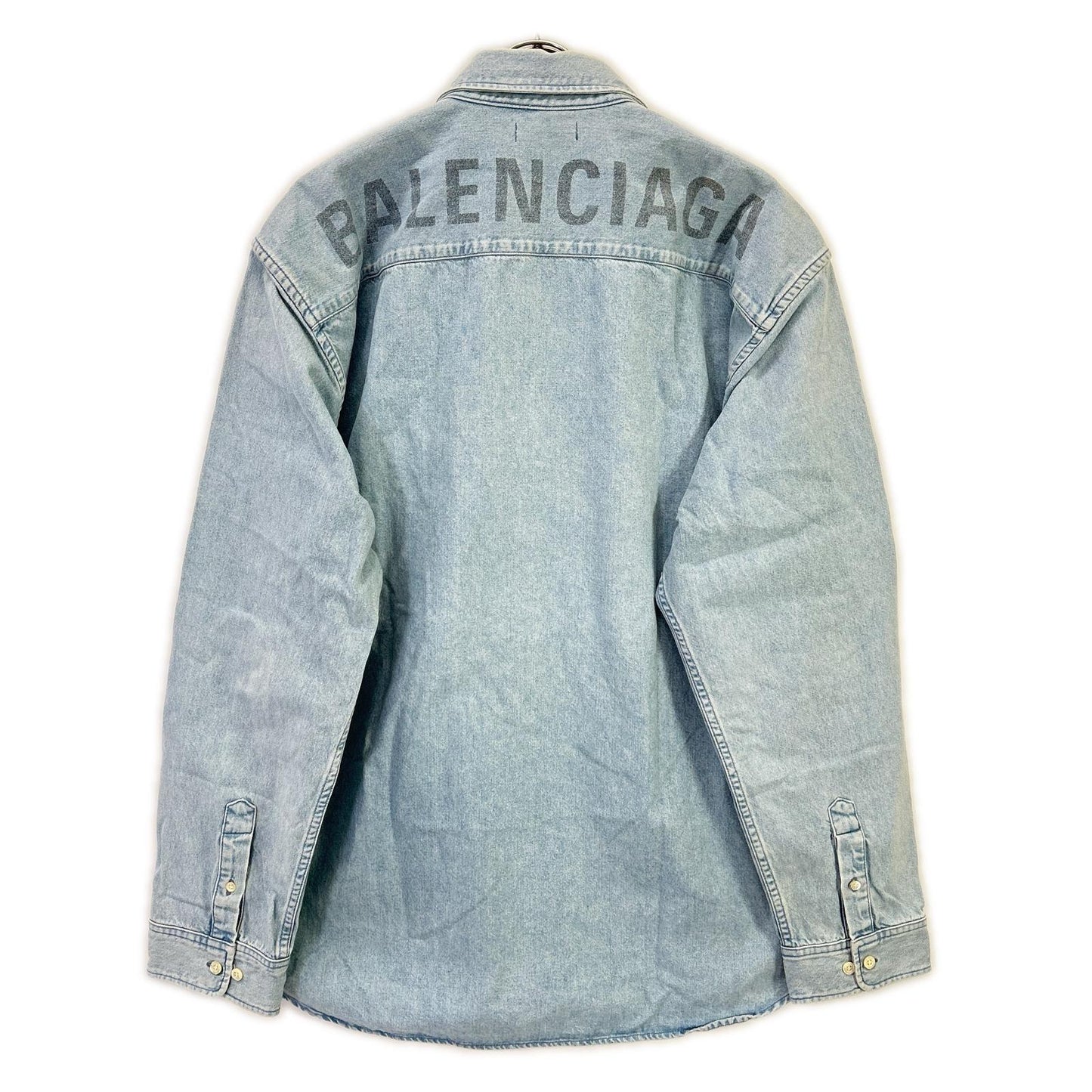 BALENCIAGA バレンシアガ 557558 18SS ブルー BACK LOGO DENIM SHIRT トップス