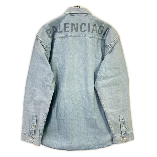 BALENCIAGA バレンシアガ 557558 18SS ブルー BACK LOGO DENIM SHIRT トップス