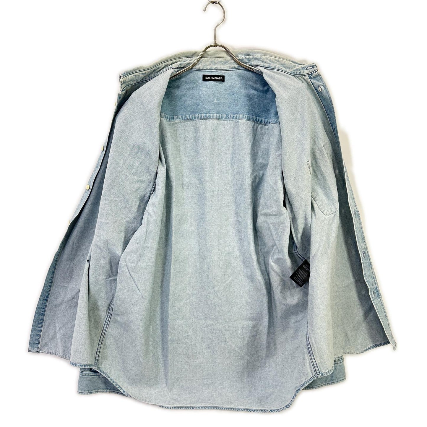 BALENCIAGA バレンシアガ 557558 18SS ブルー BACK LOGO DENIM SHIRT トップス