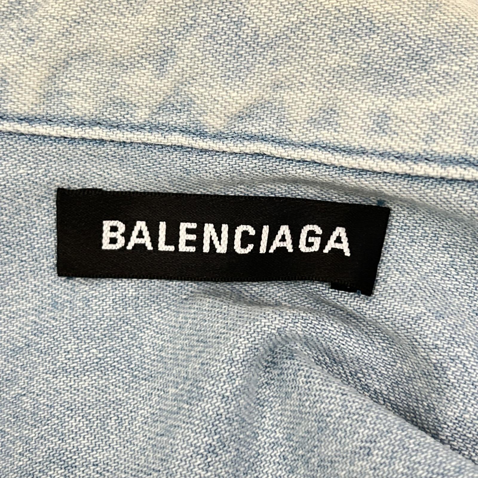 BALENCIAGA バレンシアガ 557558 18SS ブルー BACK LOGO DENIM SHIRT トップス