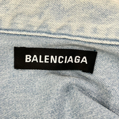 BALENCIAGA バレンシアガ 557558 18SS ブルー BACK LOGO DENIM SHIRT トップス