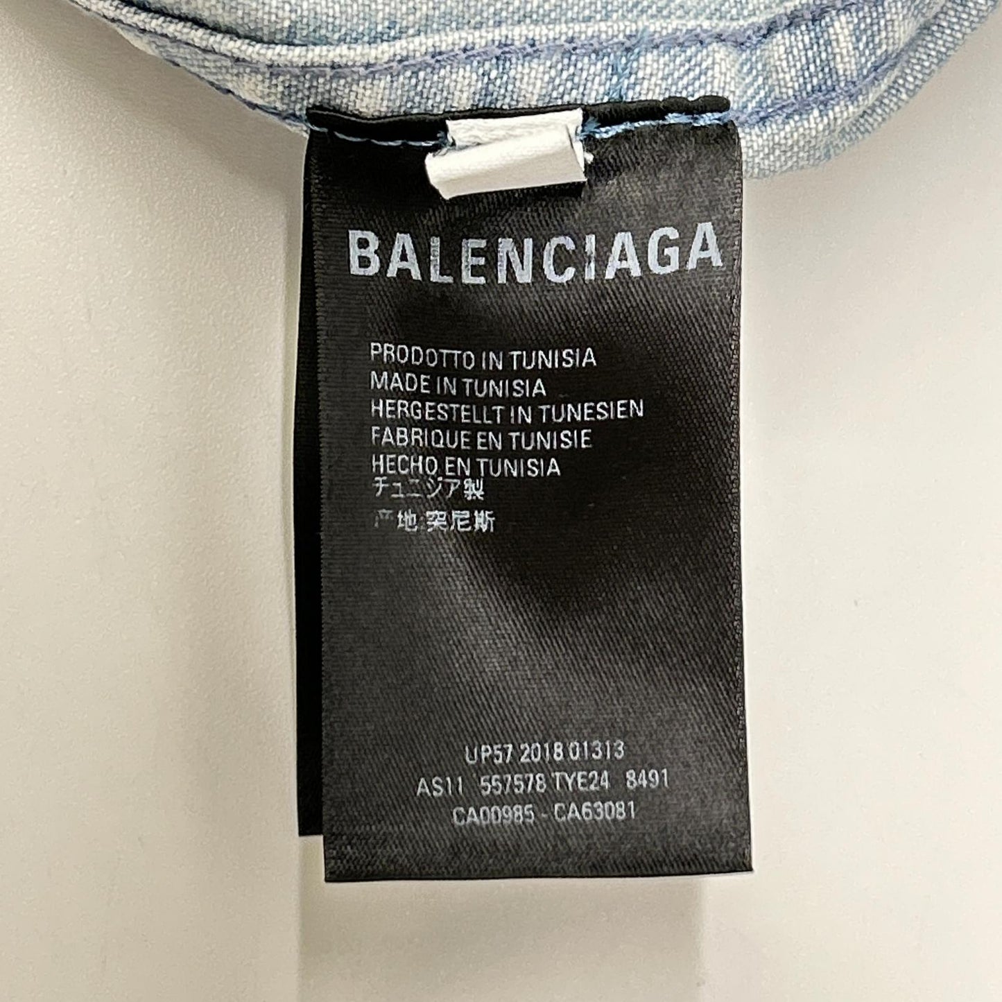 BALENCIAGA バレンシアガ 557558 18SS ブルー BACK LOGO DENIM SHIRT トップス