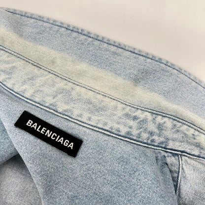 BALENCIAGA バレンシアガ 557558 18SS ブルー BACK LOGO DENIM SHIRT トップス