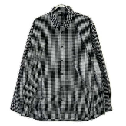 BALENCIAGA バレンシアガ 5556878 18SS ブラック バックロゴプリント チェック 長袖シャツ トップス