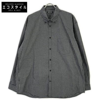BALENCIAGA バレンシアガ 5556878 18SS ブラック バックロゴプリント チェック 長袖シャツ トップス