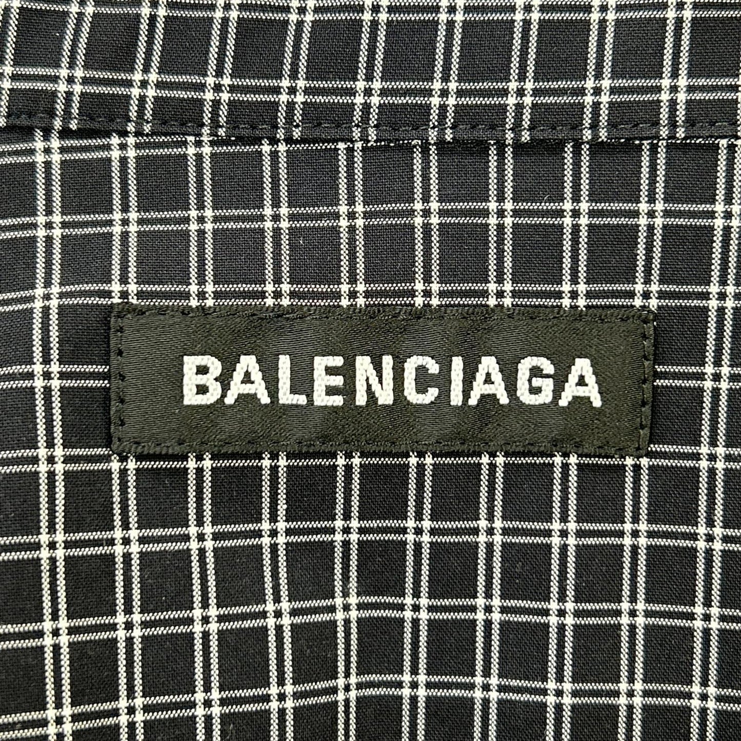 BALENCIAGA バレンシアガ 5556878 18SS ブラック バックロゴプリント チェック 長袖シャツ トップス