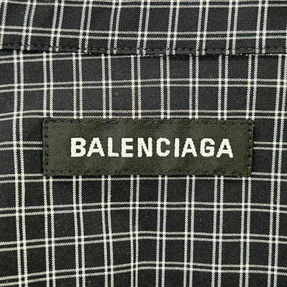 BALENCIAGA バレンシアガ 5556878 18SS ブラック バックロゴプリント チェック 長袖シャツ トップス