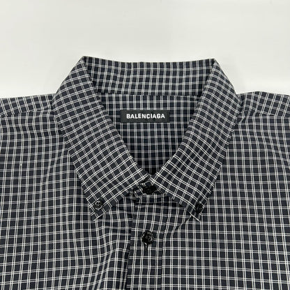 BALENCIAGA バレンシアガ 5556878 18SS ブラック バックロゴプリント チェック 長袖シャツ トップス