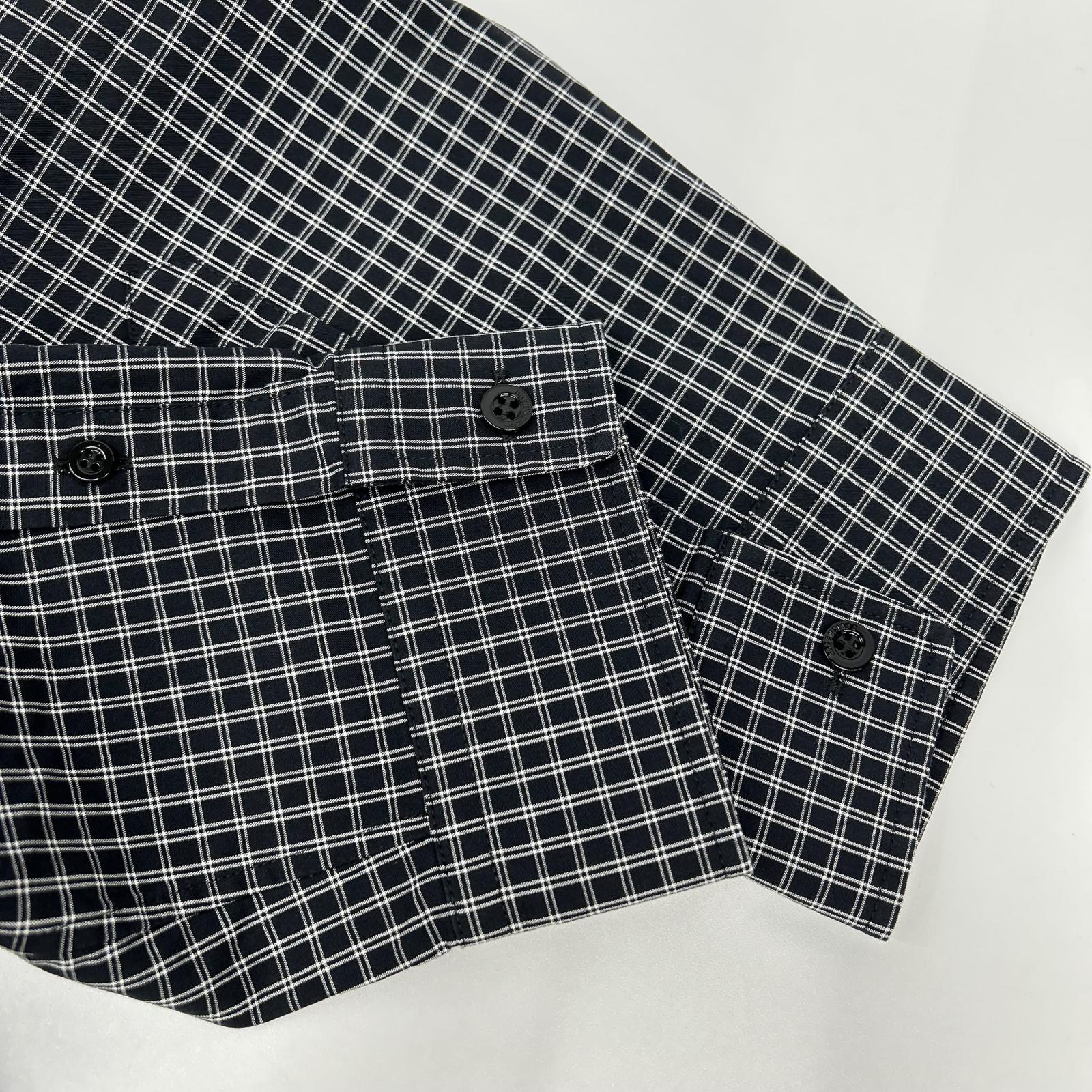 BALENCIAGA バレンシアガ 5556878 18SS ブラック バックロゴプリント チェック 長袖シャツ トップス