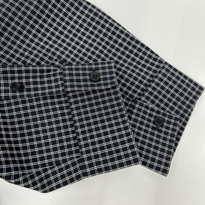 BALENCIAGA バレンシアガ 5556878 18SS ブラック バックロゴプリント チェック 長袖シャツ トップス
