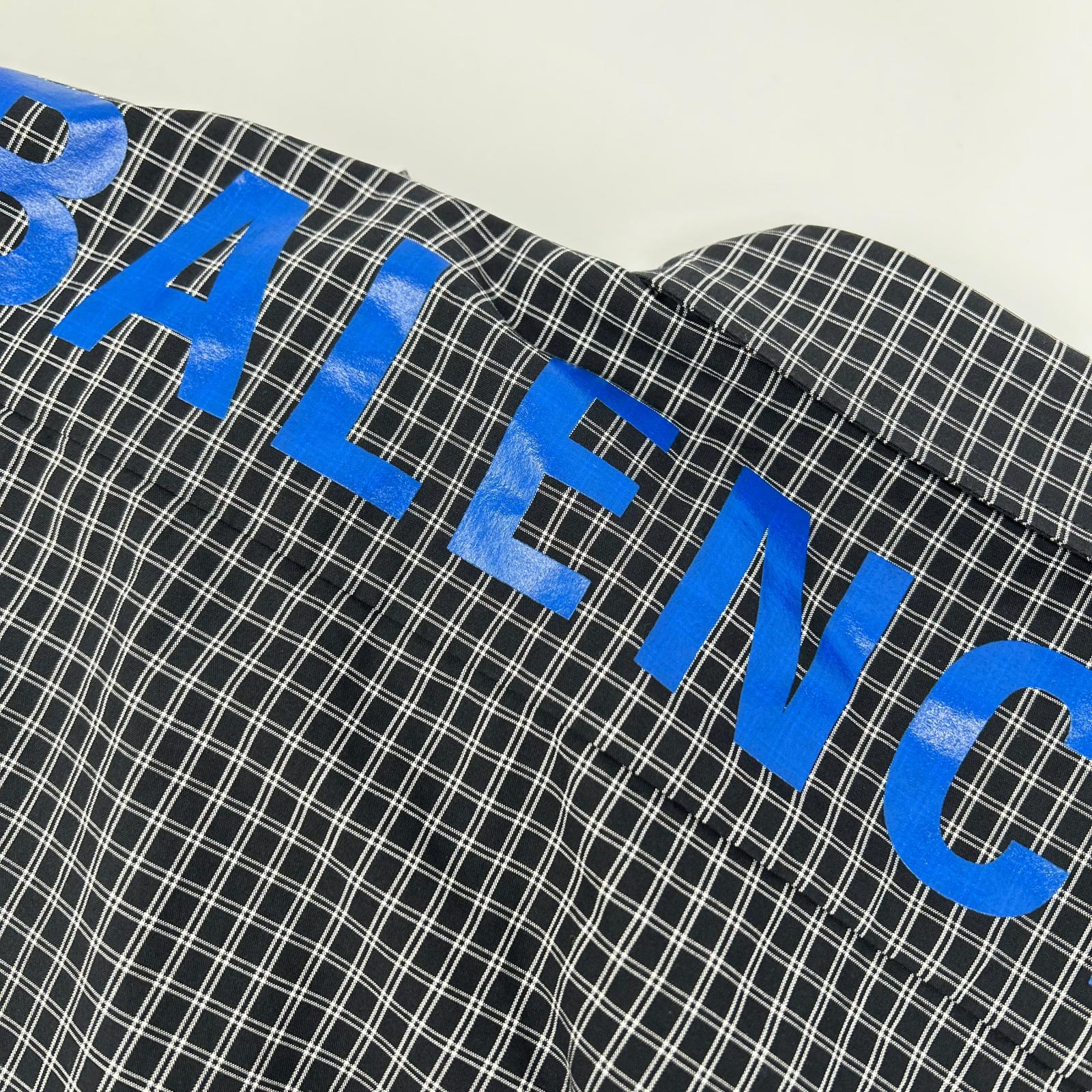 BALENCIAGA バレンシアガ 5556878 18SS ブラック バックロゴプリント チェック 長袖シャツ トップス