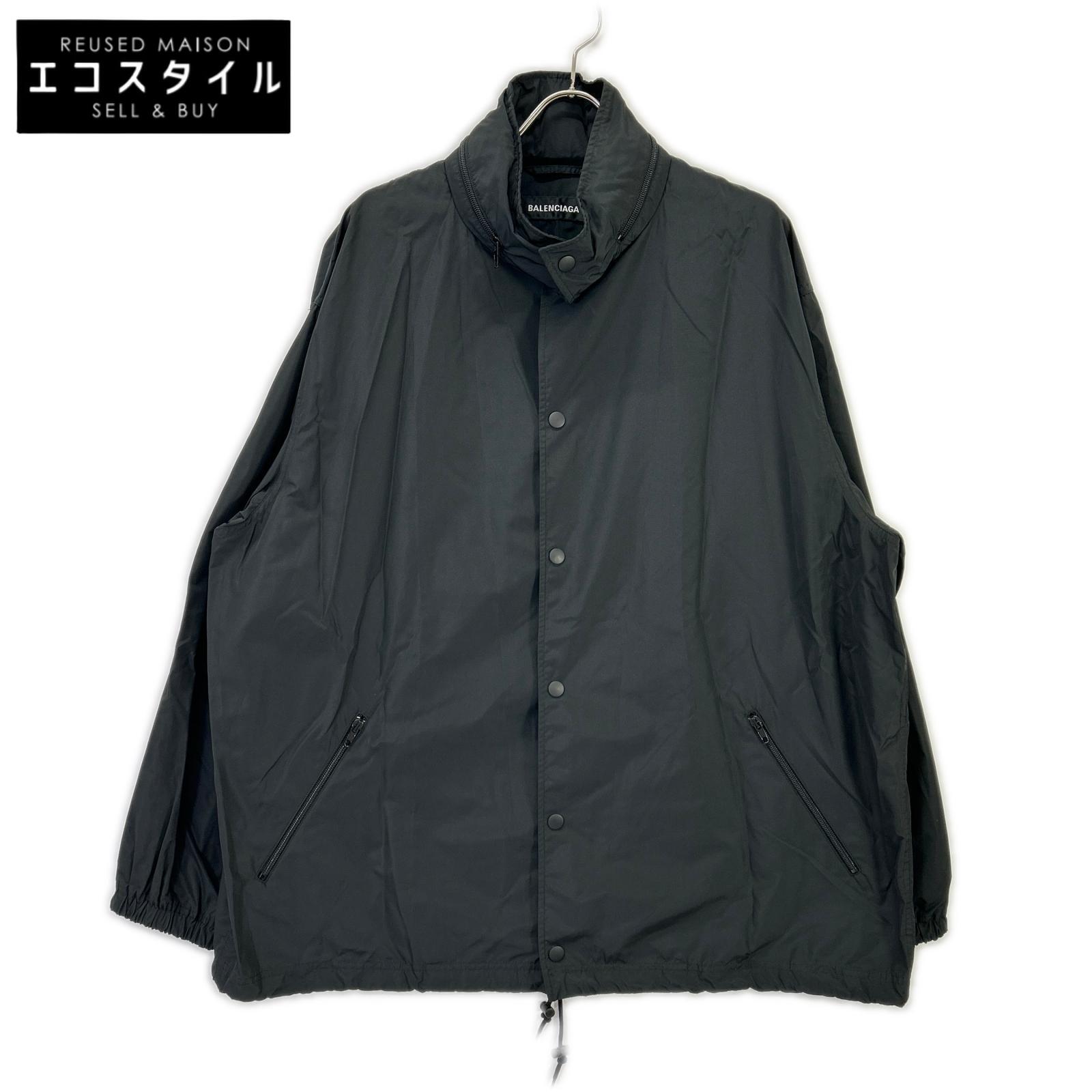 BALENCIAGA バレンシアガ 556238 18年製　ブラック バックロゴナイロンジャケット ジャケット