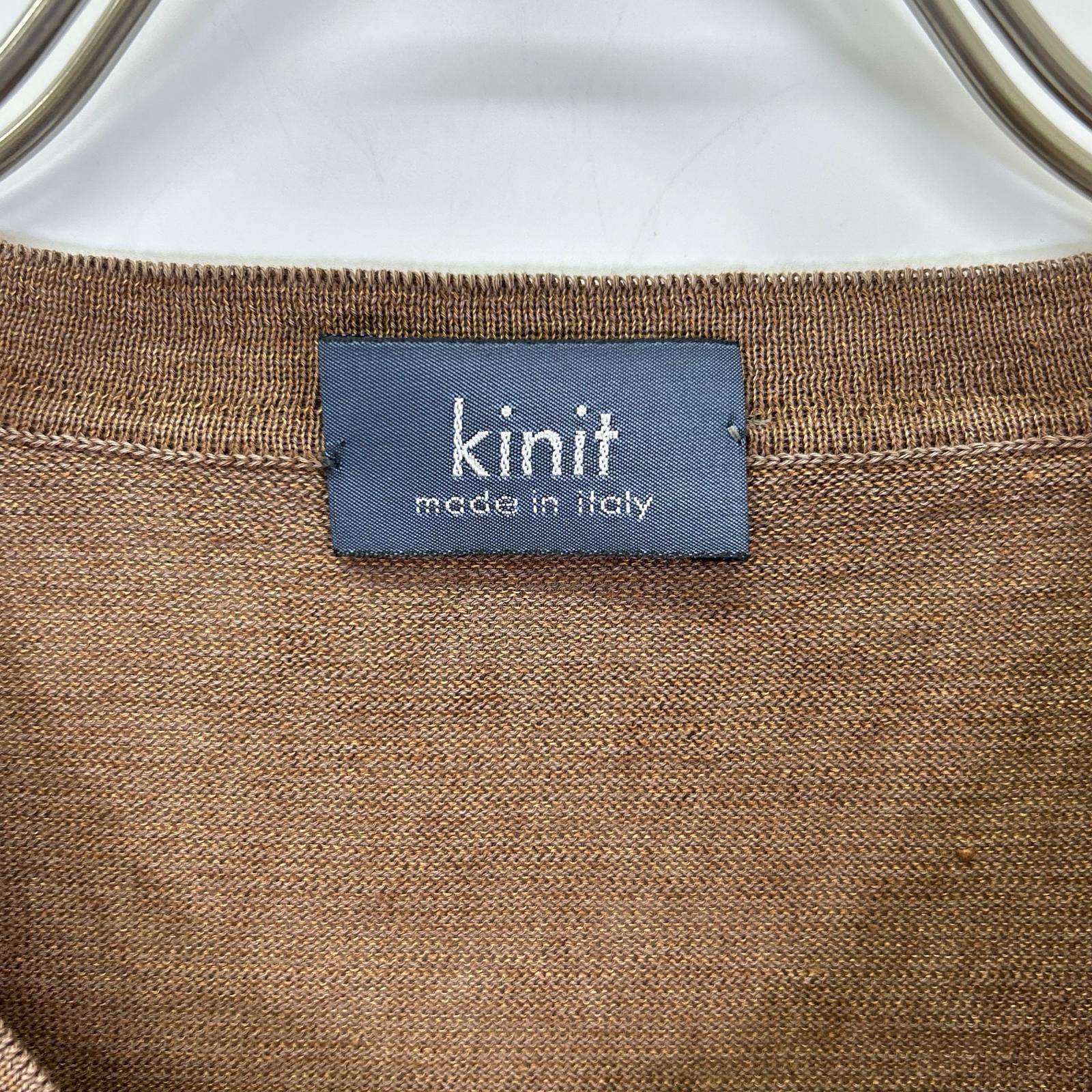 KINIT キニット ブラウン コットンリネン 半袖ニット トップス