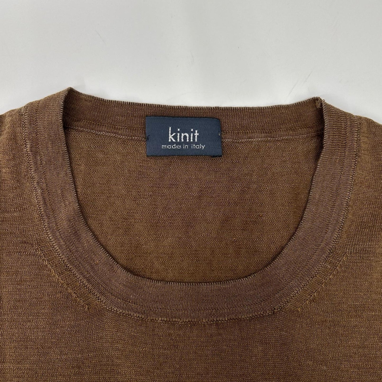 KINIT キニット ブラウン コットンリネン 半袖ニット トップス