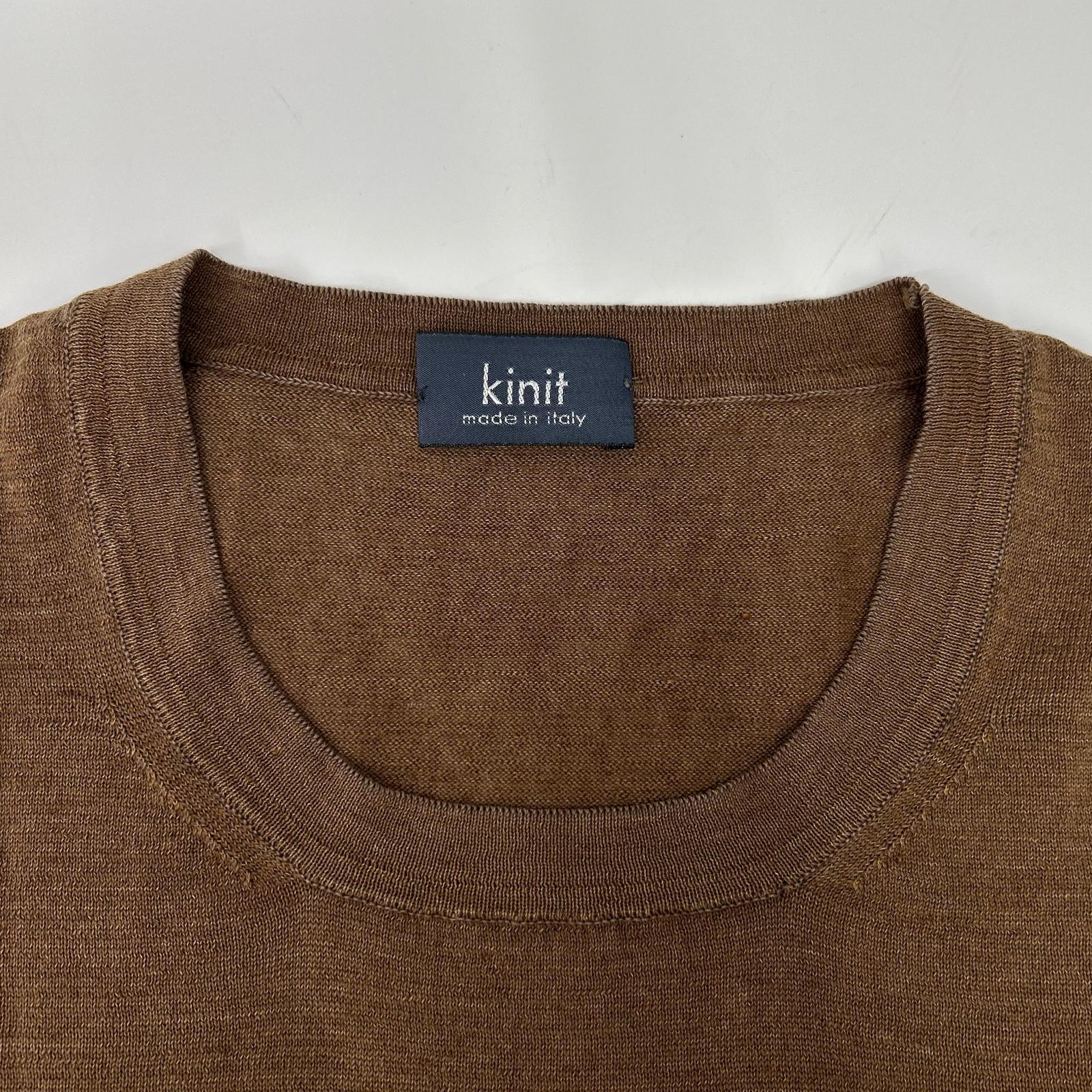 KINIT キニット ブラウン コットンリネン 半袖ニット トップス