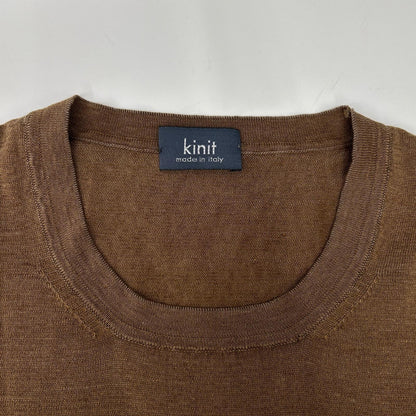 KINIT キニット ブラウン コットンリネン 半袖ニット トップス