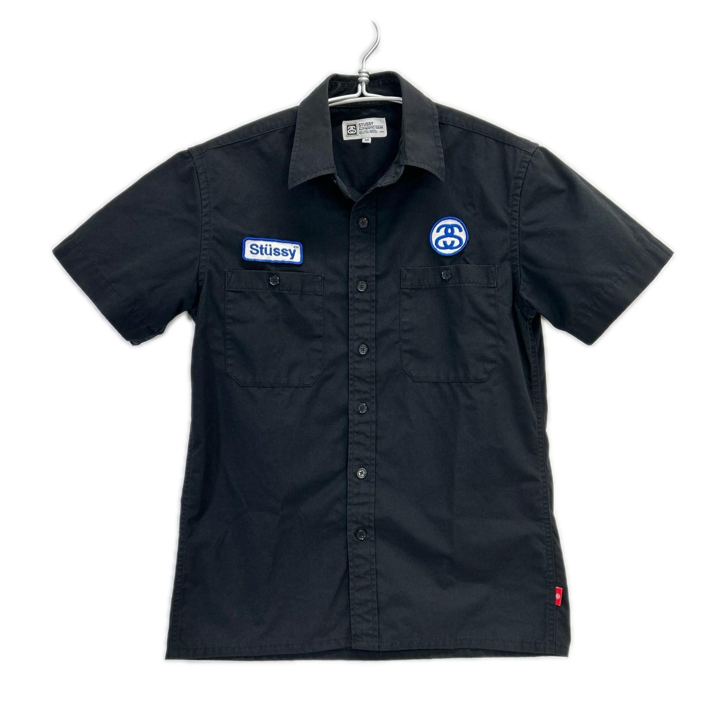 stussy ステューシー ブラック ワッペン 半袖ワークシャツ トップス