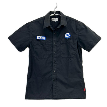 stussy ステューシー ブラック ワッペン 半袖ワークシャツ トップス