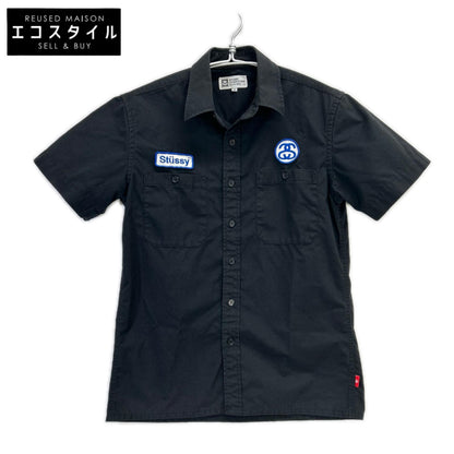 stussy ステューシー ブラック ワッペン 半袖ワークシャツ トップス