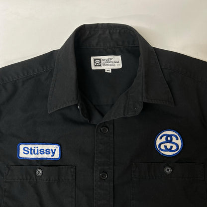 stussy ステューシー ブラック ワッペン 半袖ワークシャツ トップス