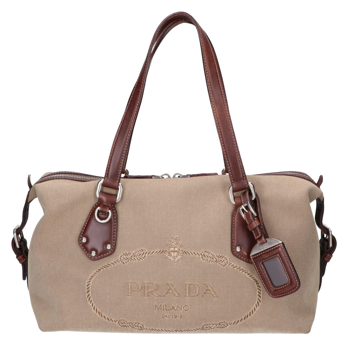 PRADA プラダ BR3461 ロゴジャカード/レザー ハンドバッグ