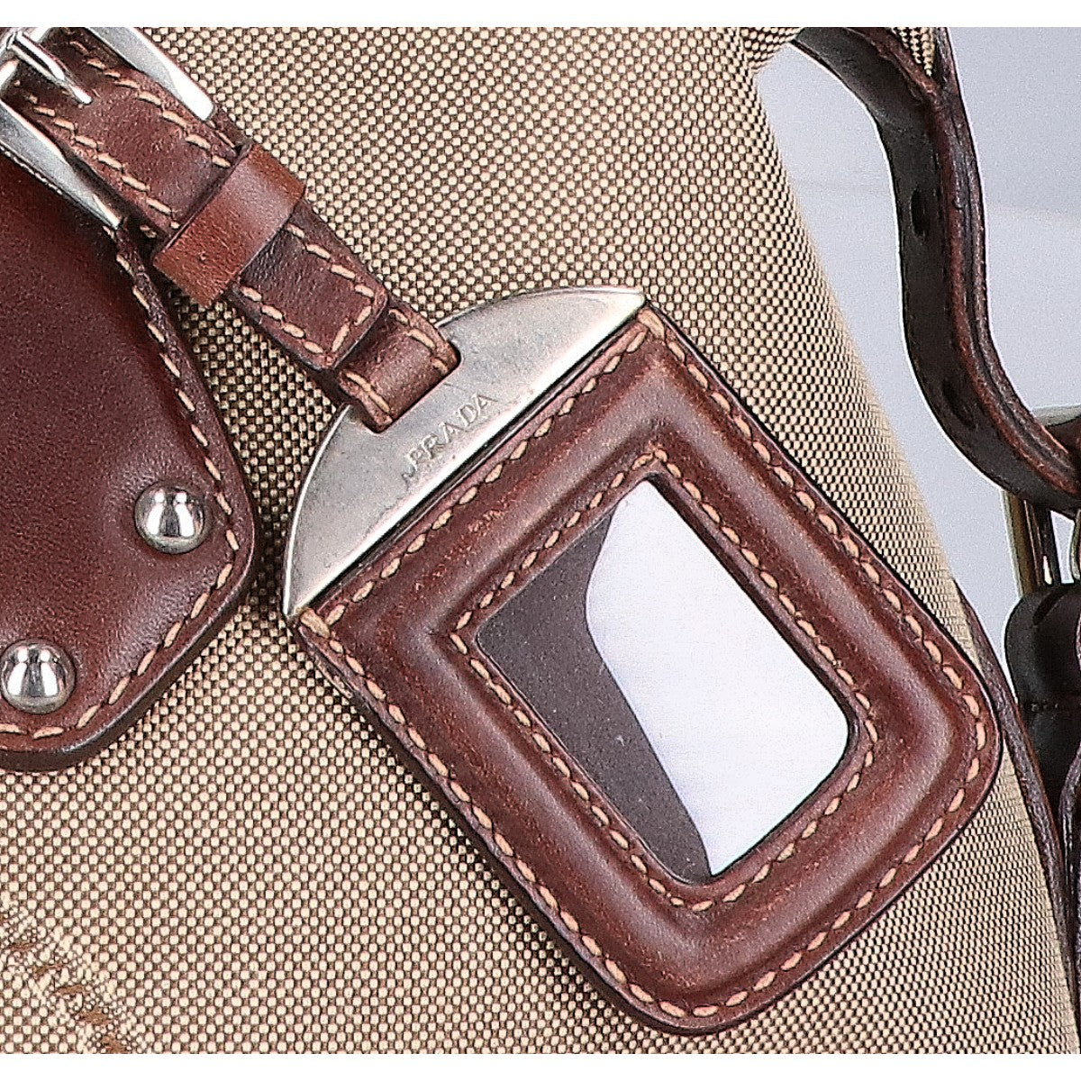 PRADA プラダ BR3461 ロゴジャカード/レザー ハンドバッグ