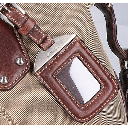 PRADA プラダ BR3461 ロゴジャカード/レザー ハンドバッグ