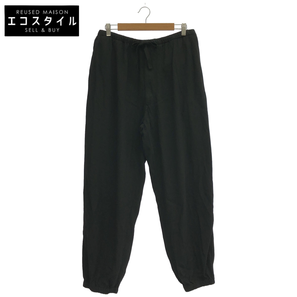 COMOLI コモリ D01-03008 ブラック シルクネップ ドローストリングパンツ ボトムス