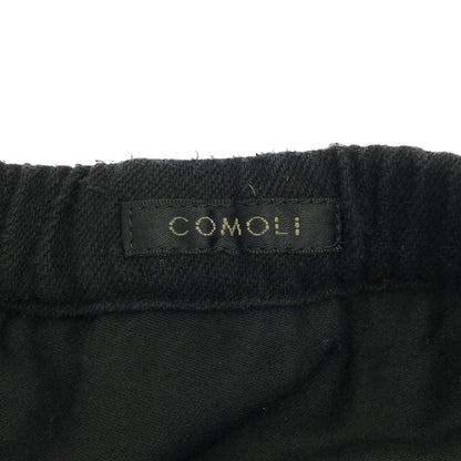 COMOLI コモリ D01-03008 ブラック シルクネップ ドローストリングパンツ ボトムス