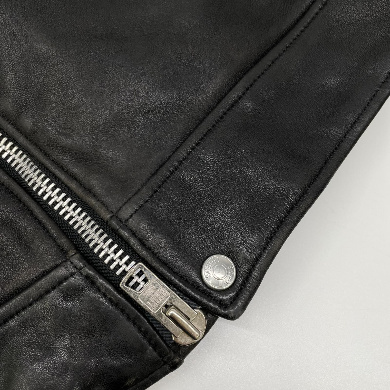 schott ショット 3181058 ブラック セミダブルライダース シープスキン ジャケット