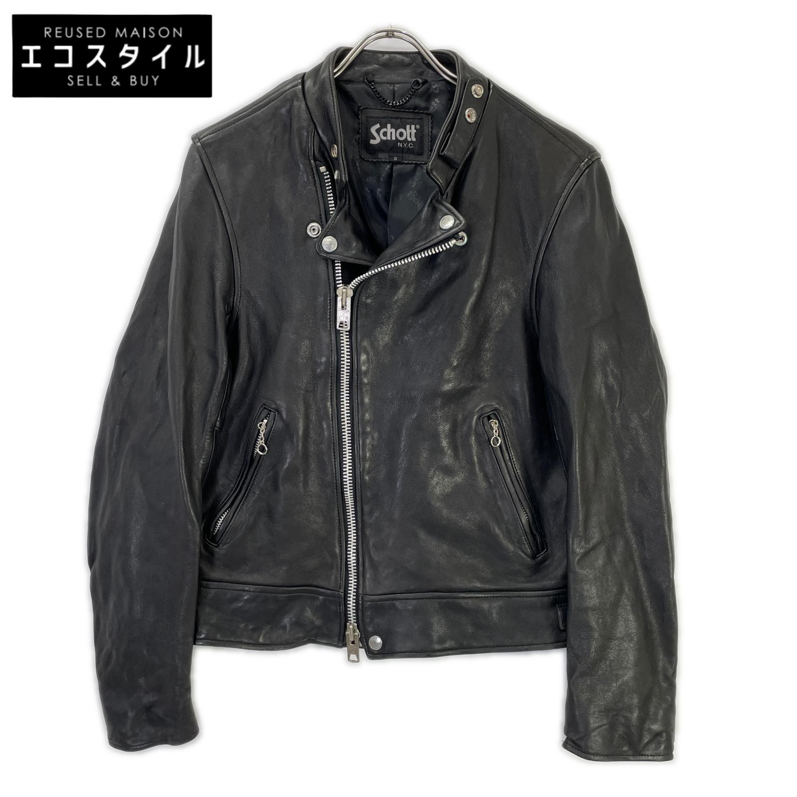 schott ショット 3181058 ブラック セミダブルライダース シープスキン ジャケット