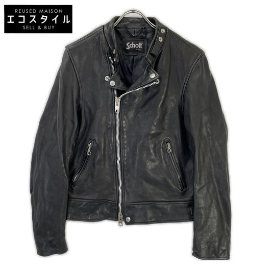 schott ショット 3181058 ブラック セミダブルライダース シープスキン ジャケット