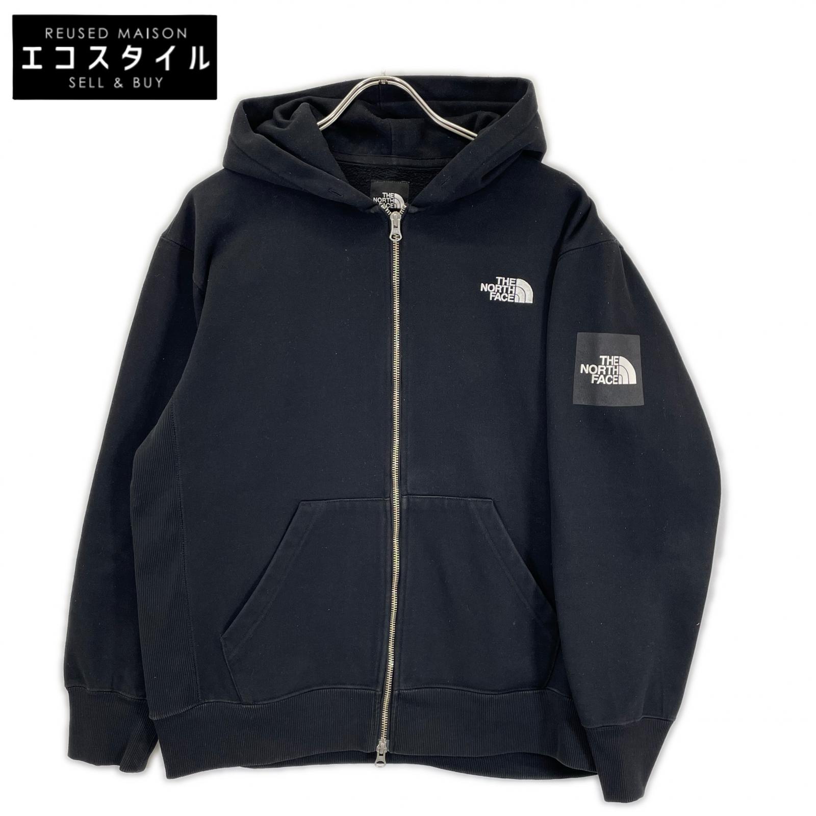 THE NORTH FACE ノースフェイス NT61836 ブラック スクエアロゴ ジップパーカー トップス
