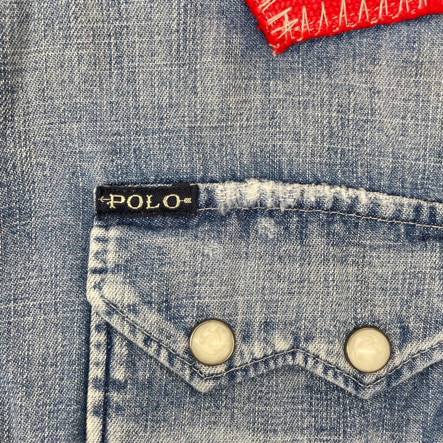 POLObyRalphLauren ポロラルフローレン ブルー×レッド ネイティブ柄 ヨーク付きデニム ウエスタンシャツ トップス