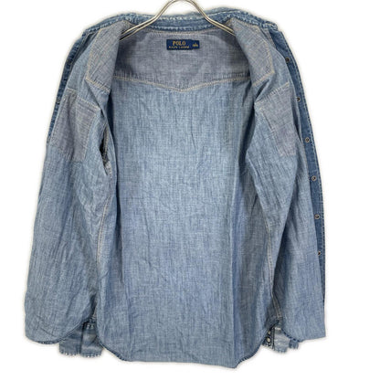 POLObyRalphLauren ポロラルフローレン ブルー×レッド ネイティブ柄 ヨーク付きデニム ウエスタンシャツ トップス