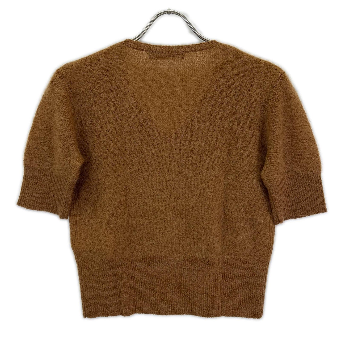 MAXMARA STUDIO マックスマーラスタジオ 63660729 6 75 ブラウン スパンコール モヘア Vネック 半袖ニット トップス
