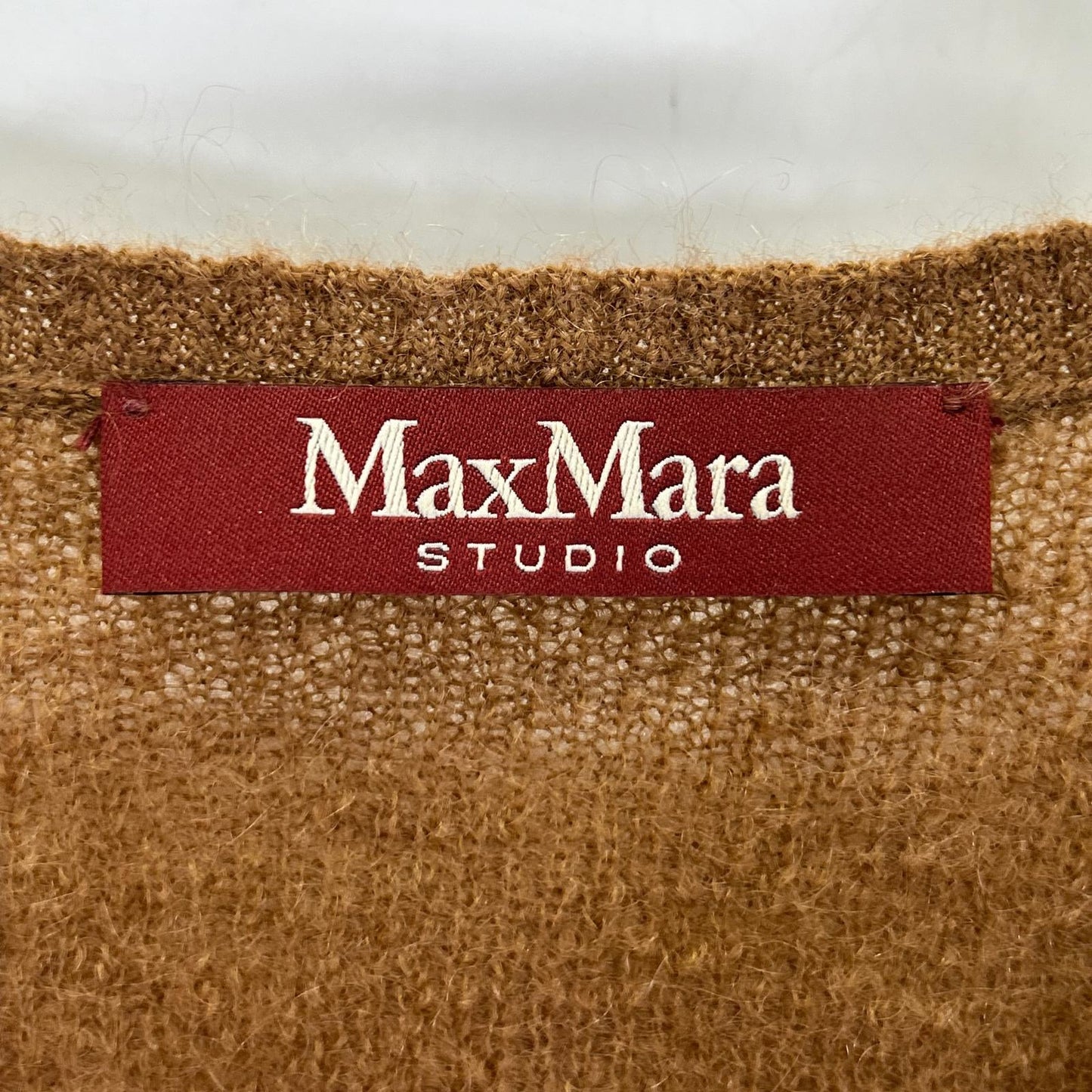 MAXMARA STUDIO マックスマーラスタジオ 63660729 6 75 ブラウン スパンコール モヘア Vネック 半袖ニット トップス