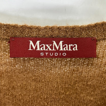 MAXMARA STUDIO マックスマーラスタジオ 63660729 6 75 ブラウン スパンコール モヘア Vネック 半袖ニット トップス