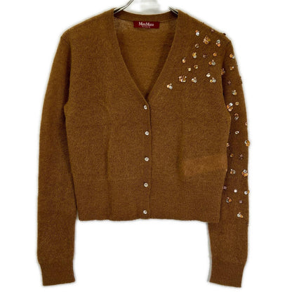 MAXMARA STUDIO マックスマーラスタジオ 63460429 6 75 ブラウン スパンコール モヘア カーディガン トップス