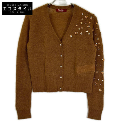 MAXMARA STUDIO マックスマーラスタジオ 63460429 6 75 ブラウン スパンコール モヘア カーディガン トップス