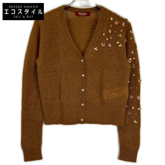 MAXMARA STUDIO マックスマーラスタジオ 63460429 6 75 ブラウン スパンコール モヘア カーディガン トップス