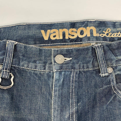 VANSON バンソン SP-B-32 インディゴ クロススカル刺繍デニムパンツ ボトムス