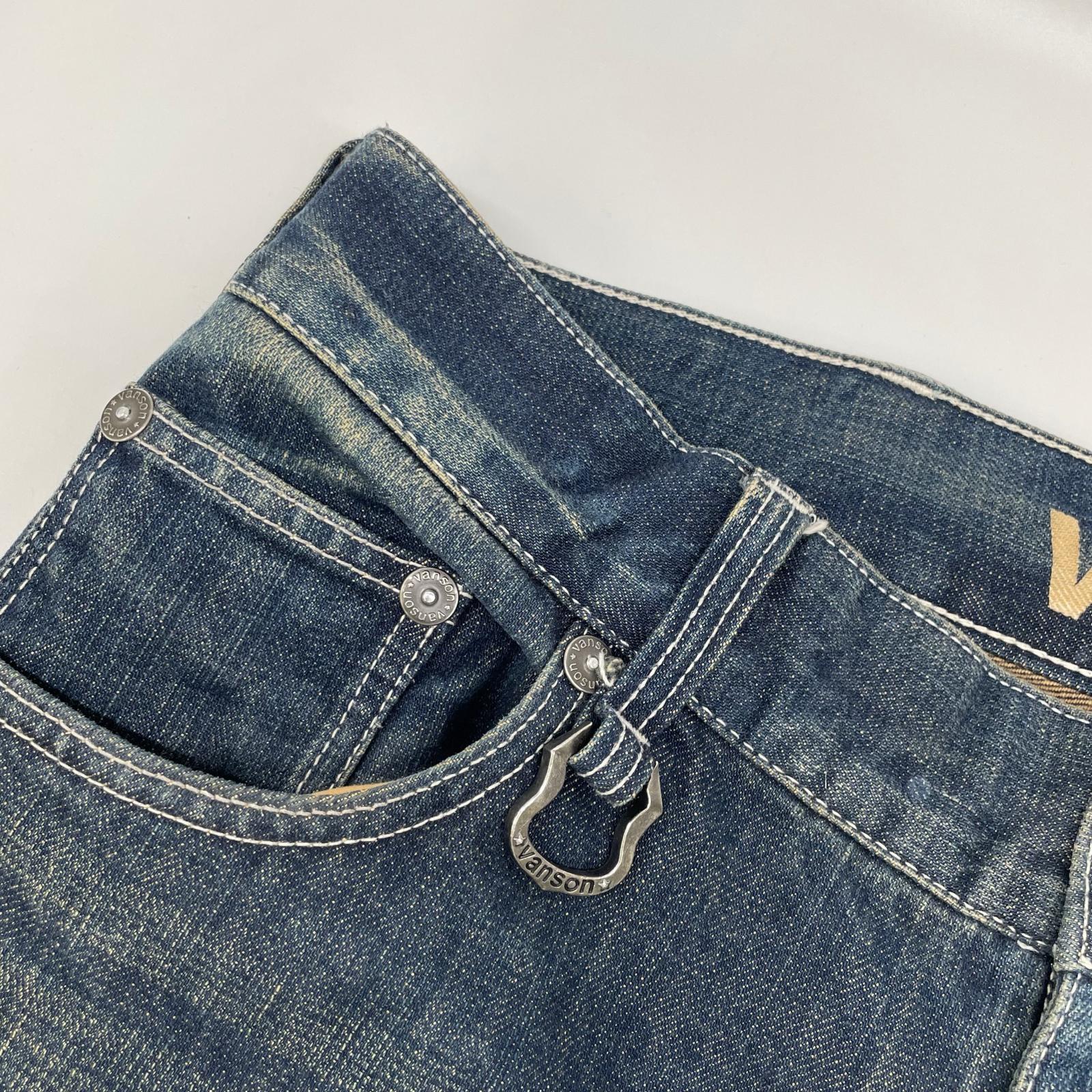 VANSON バンソン SP-B-32 インディゴ クロススカル刺繍デニムパンツ ボトムス
