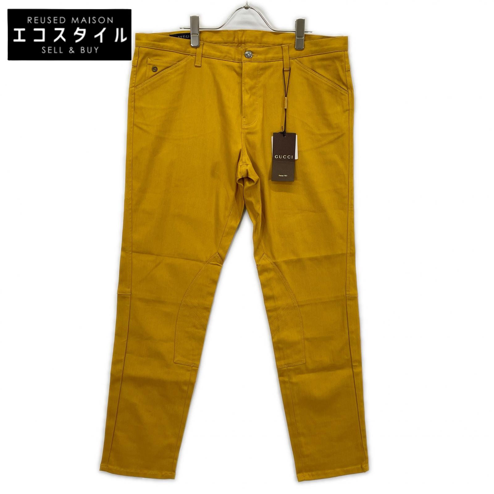 GUCCI グッチ 343921 XD071 イエロー riding ボタンフライ パンツ ボトムス