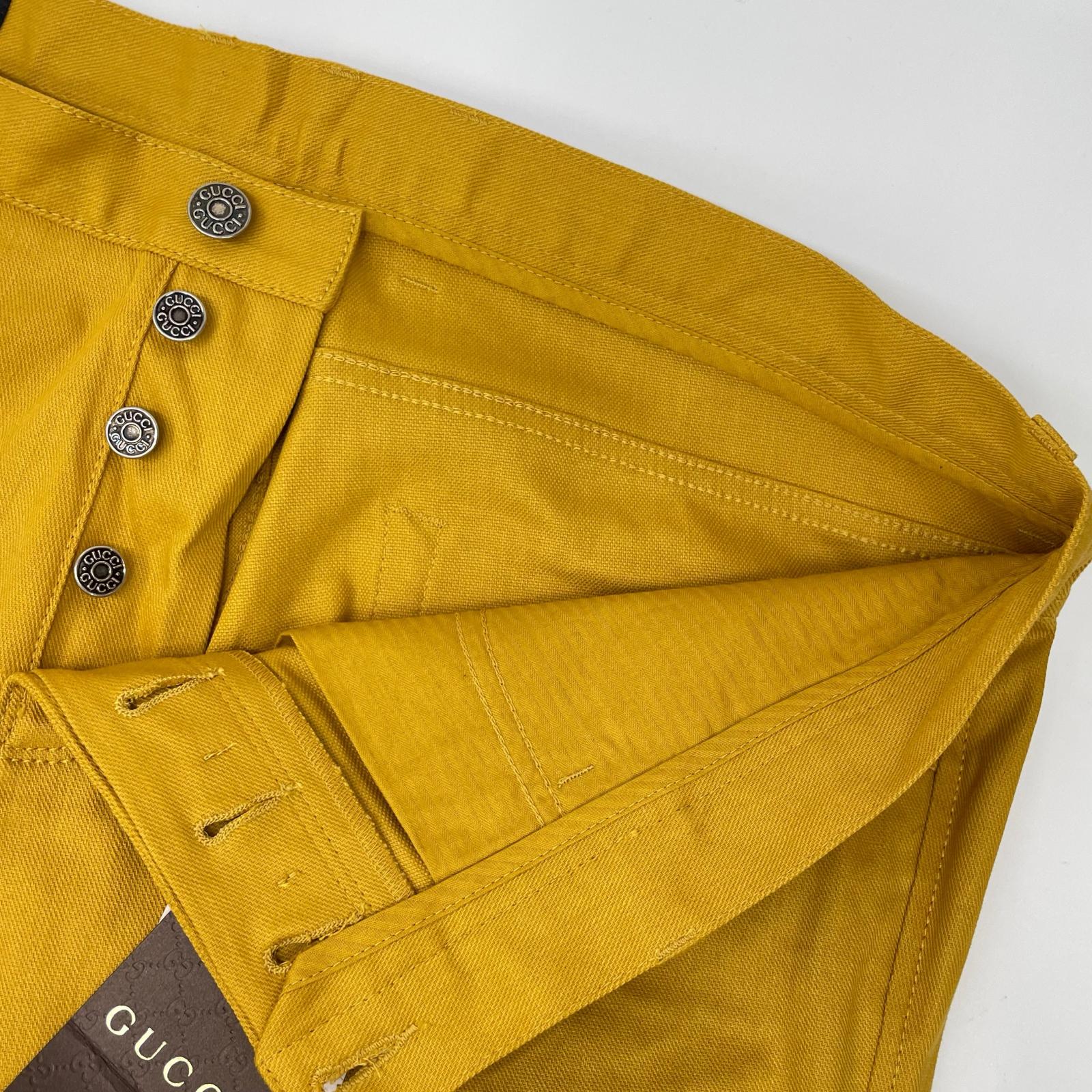 GUCCI グッチ 343921 XD071 イエロー riding ボタンフライ パンツ ボトムス