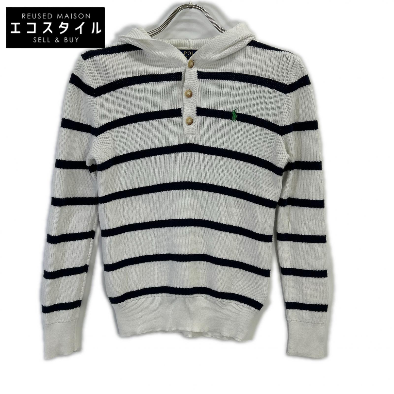POLObyRalphLauren ポロラルフローレン ホワイト×ブルー ボーダー フーディー ニット トップス