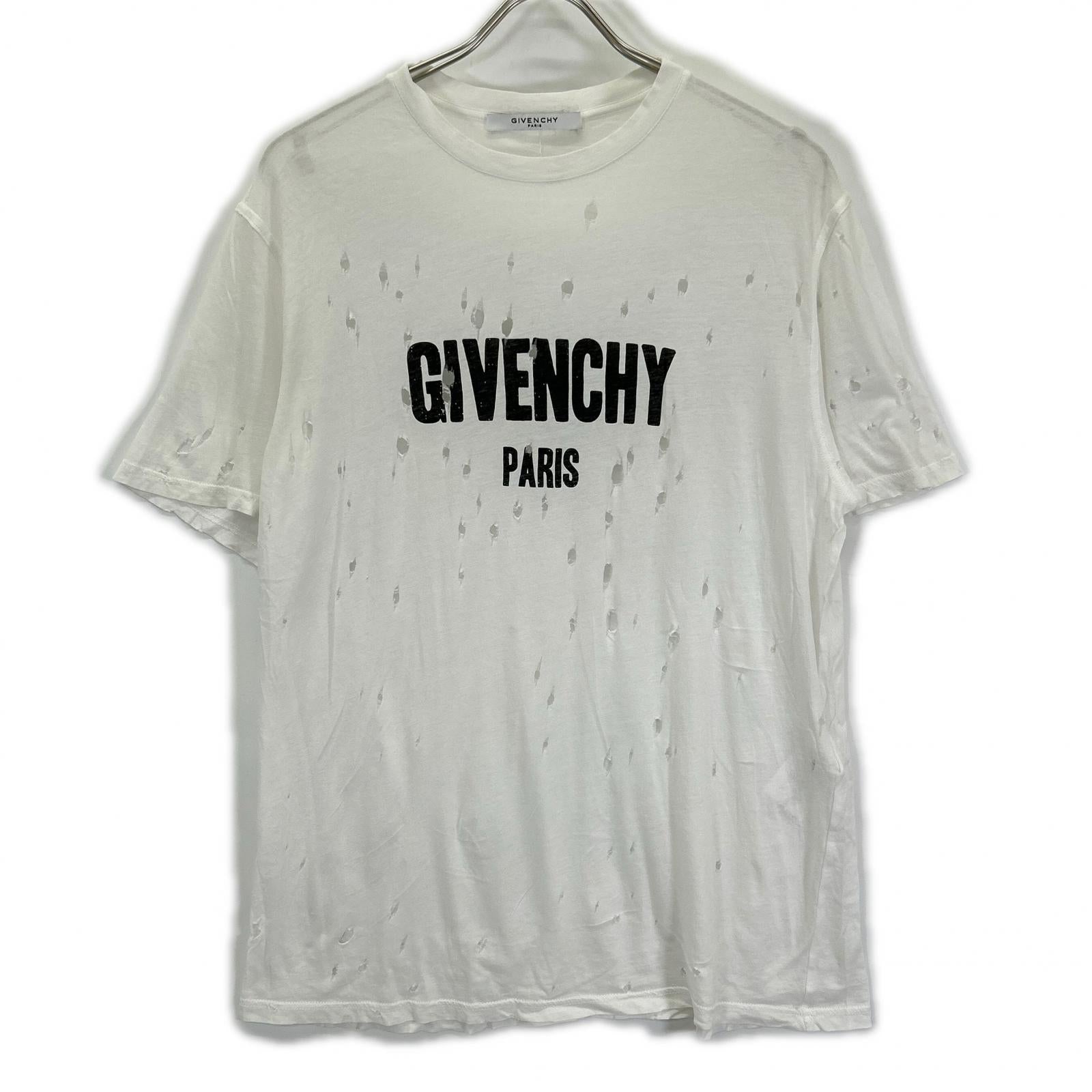 GIVENCHY ジバンシー BW700D305P ホワイト デストロイ加工 半袖Tシャツ トップス