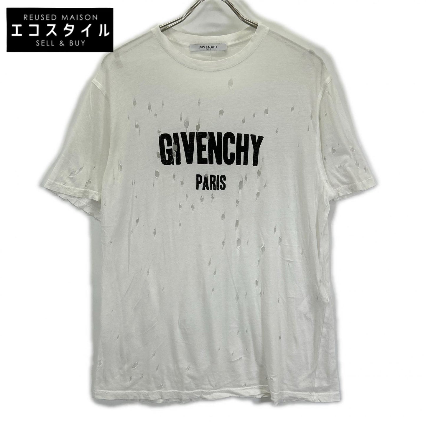 GIVENCHY ジバンシー BW700D305P ホワイト デストロイ加工 半袖Tシャツ トップス