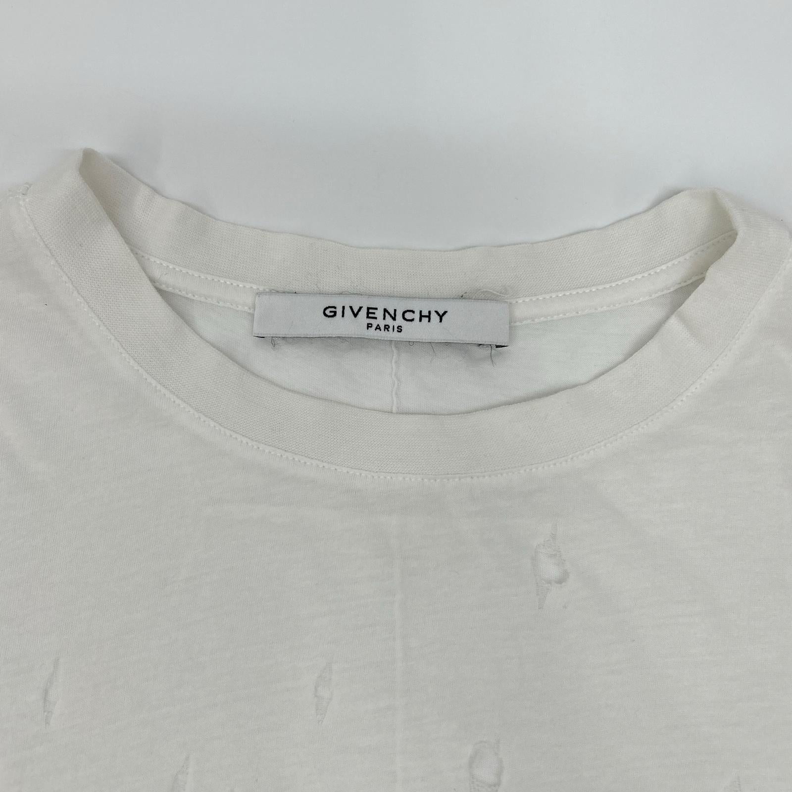 GIVENCHY ジバンシー BW700D305P ホワイト デストロイ加工 半袖Tシャツ トップス